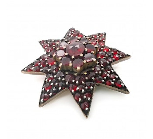 Antique Bohemian Garnet Star Brooch, Circa 1890 - image 2