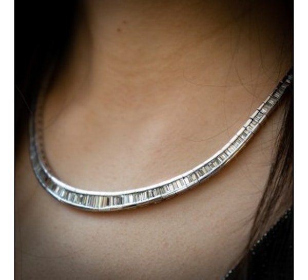 Baguette Diamond Platinum Necklace, 20.00ct - image 2
