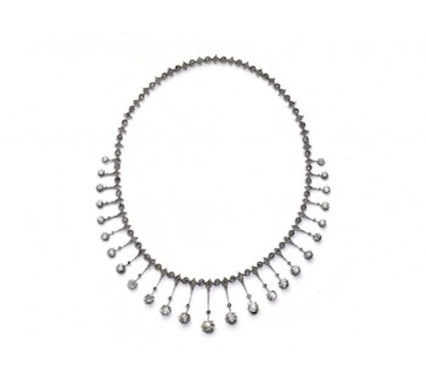 Antique French Ch. Fontana & Cie Diamond Fringe Tiara Necklace, Silver Upon Gold, Circa 1880 - image 1