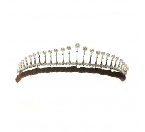 Antique Diamond Fringe Tiara Necklace, Silver Upon Gold, Circa 1910 - image 3