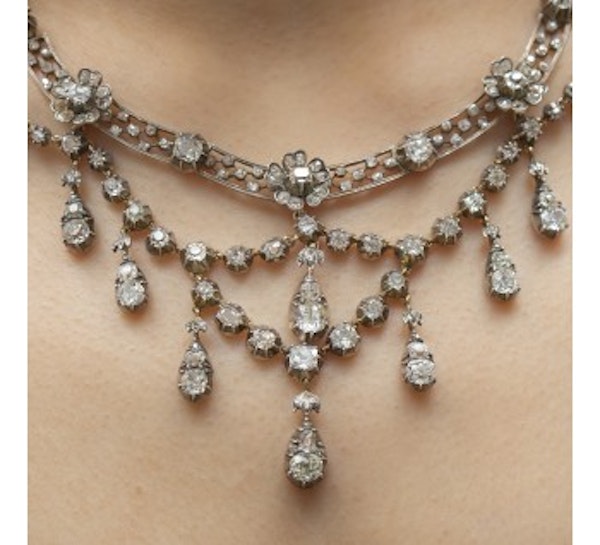 Antique Diamond, Silver And Gold Necklace, Circa 1905 - image 2