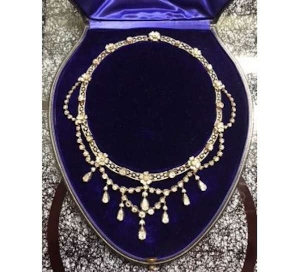Antique German Belle Époque Diamond, Silver and Gold Necklace, by Royal Court Jewellers H. Bückmann, Circa 1905 - image 3