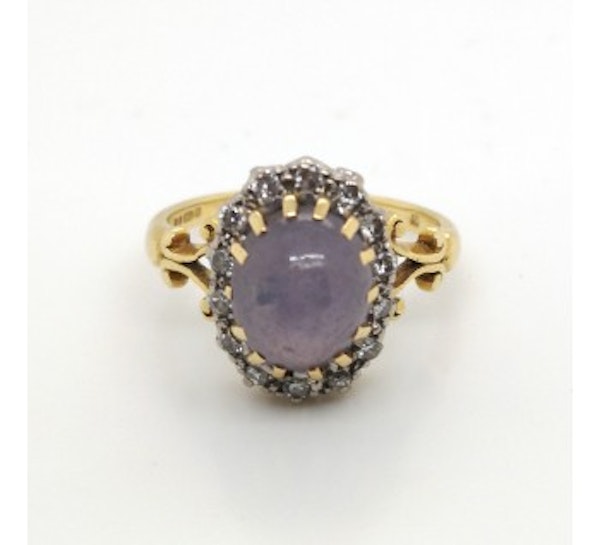 Star Sapphire And Diamond Cluster Ring - image 2