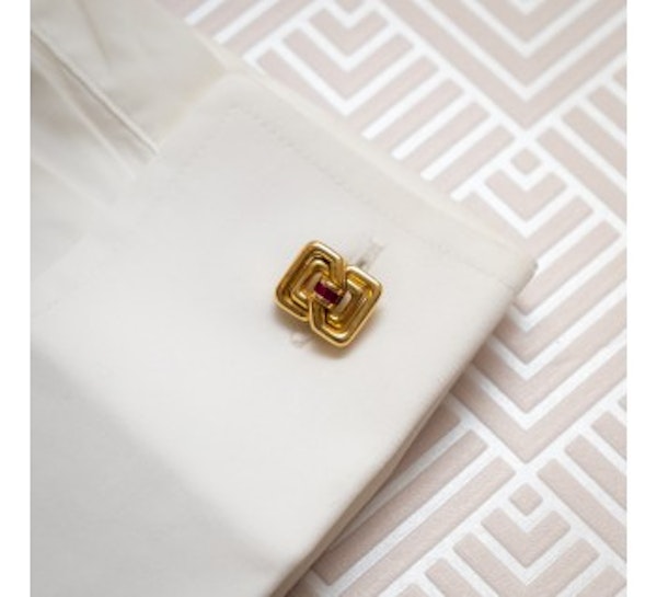Vintage Tiffany & Co. Gold and Ruby Cufflinks, Circa 1970 - image 3