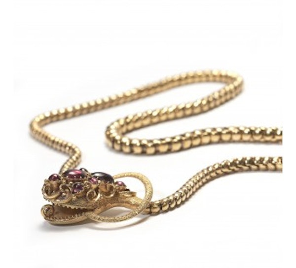 Antique Garnet And Gold Snake Necklace, Circa 1840 - image 2