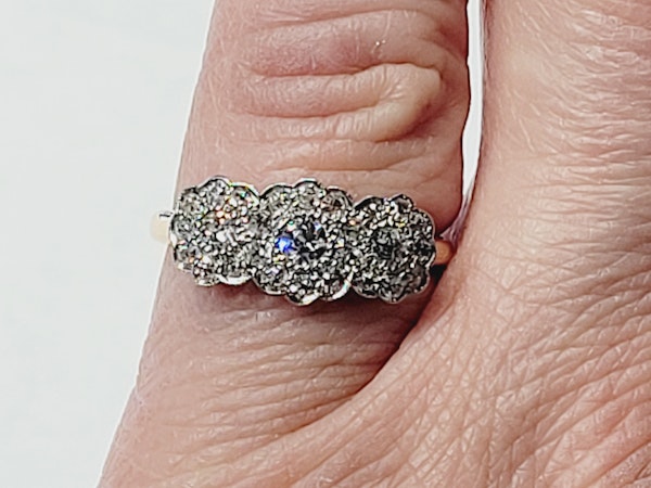 Edwardian three cluster diamond ring sku 5135  DBGEMS - image 4