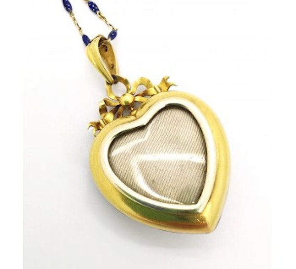 Victorian Blue Enamel Pearl And Gold Heart Locket, Circa 1850 - image 3