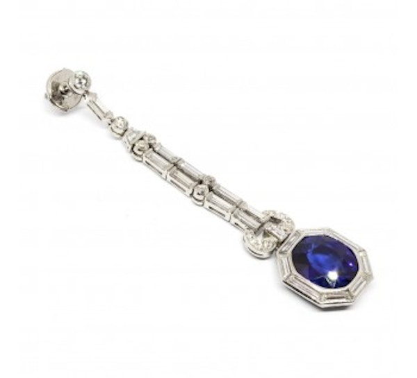 Modern Sapphire, Diamond And Platinum Drop Earrings - image 2