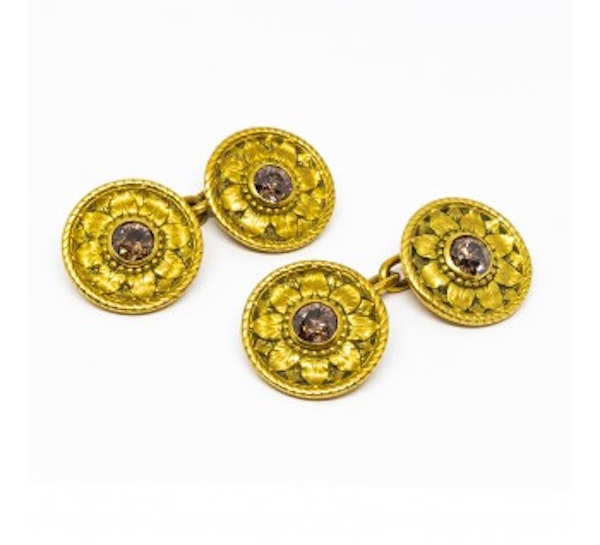 Desbazeille Art Nouveau Gold And Diamond Cufflinks - image 4