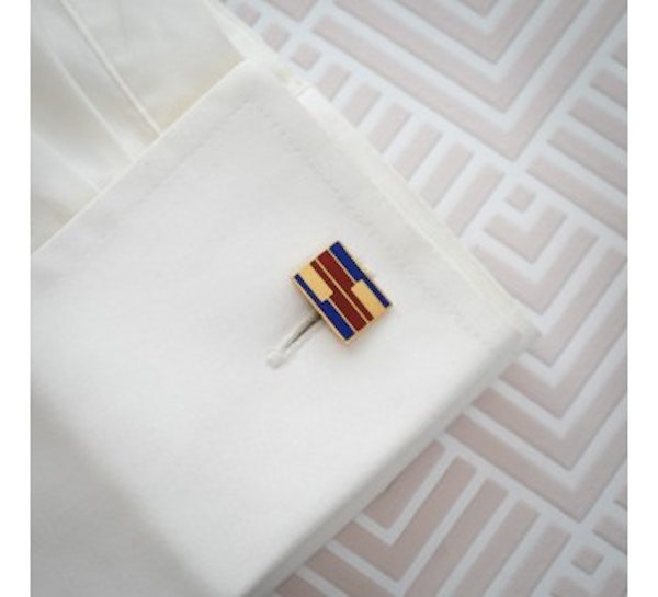 Vintage Larter & Sons Red and Blue Enamel and Gold Cufflinks, Circa 1960 - image 3