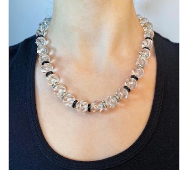 Carved Rock Crystal And Black Onyx Necklace - image 2