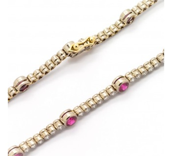 Ruby, Diamond And White Gold Line Bracelet - image 2