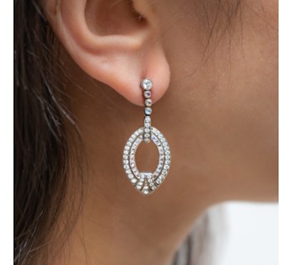 Modern Diamond Moonstone and White Gold Earrings - image 3