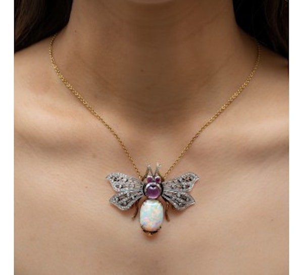 Opal, Diamond And Amethyst Bee Pendant - image 3