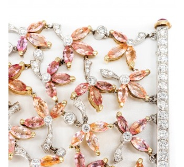 Padparadscha Sapphire, Diamond And Ruby Bracelet - image 3