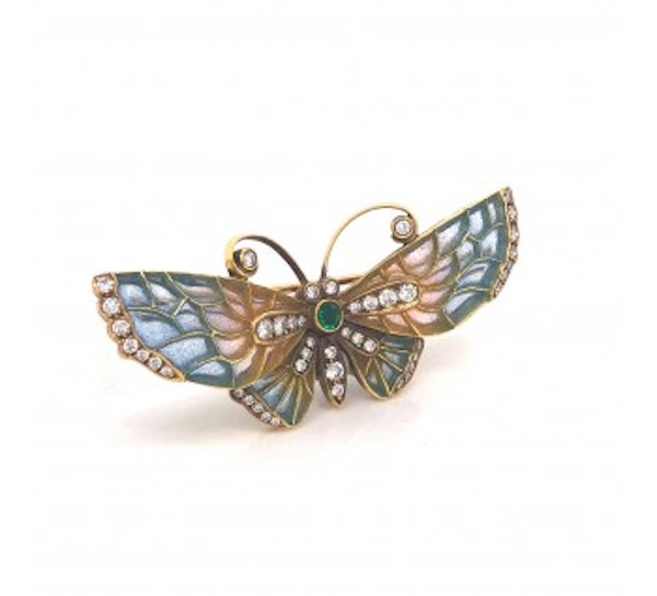 Blue-Pink Enamel Butterfly Brooch - image 2