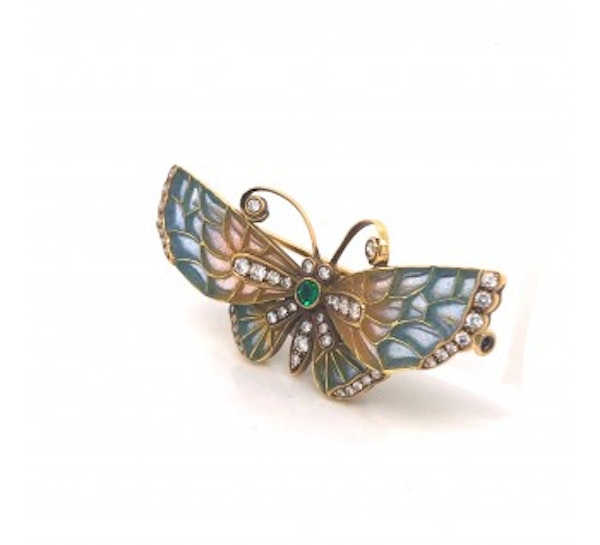 Blue-Pink Enamel Butterfly Brooch - image 3