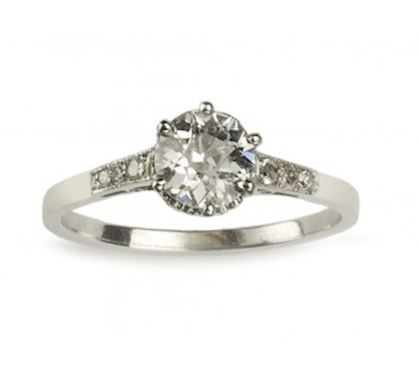 Art Deco Single Stone Diamond and Platinum Ring, 0.84ct, Circa 1930 - image 1