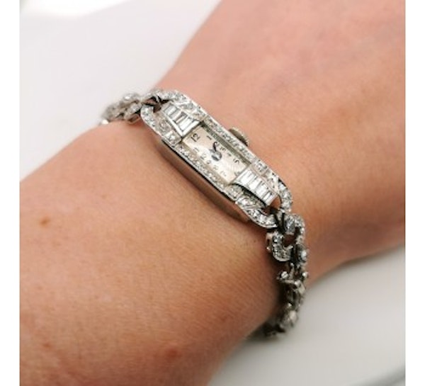 Art Deco Diamond and Platinum Cocktail Wristwatch, Circa 1925 - image 2