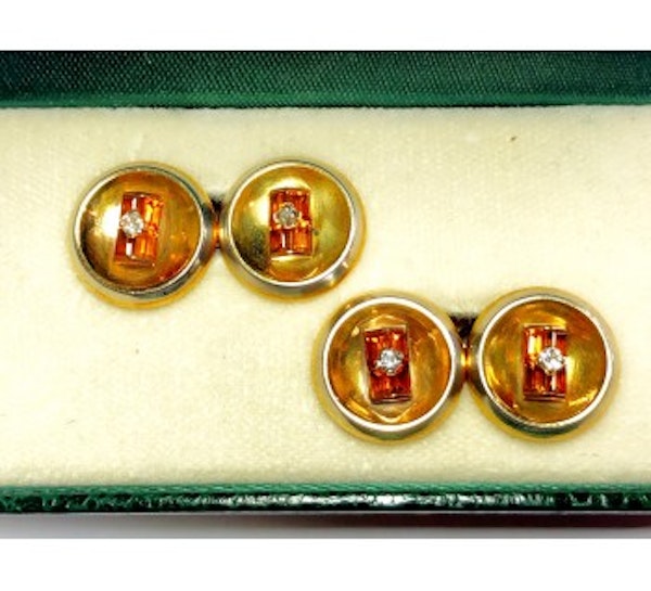 Gold Citrine And Diamond Cufflinks, Circa 1960 - image 2