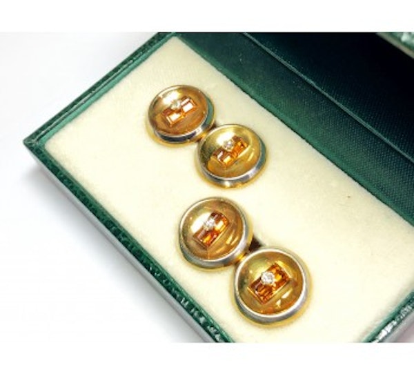 Gold Citrine And Diamond Cufflinks, Circa 1960 - image 3