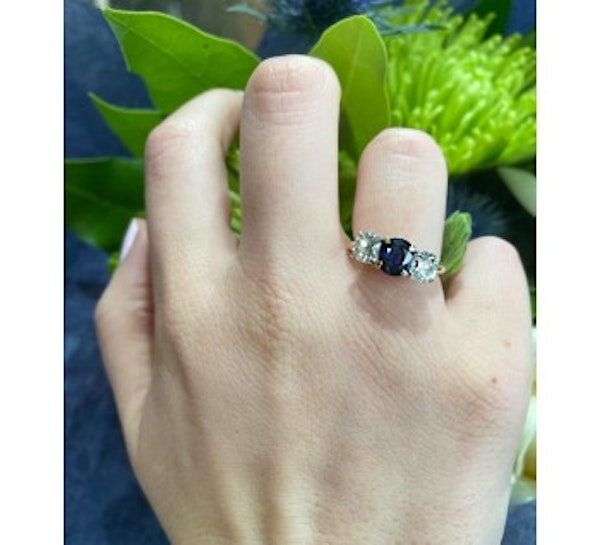 Three Stone Sapphire And Diamond Ring - image 2