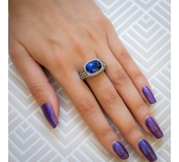Cushion Cut Sapphire And Diamond Ring - image 3