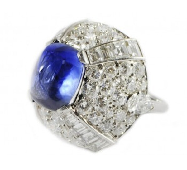 Vintage Sapphire Diamond And Platinum Bombe Ring, Circa 1960 - image 2