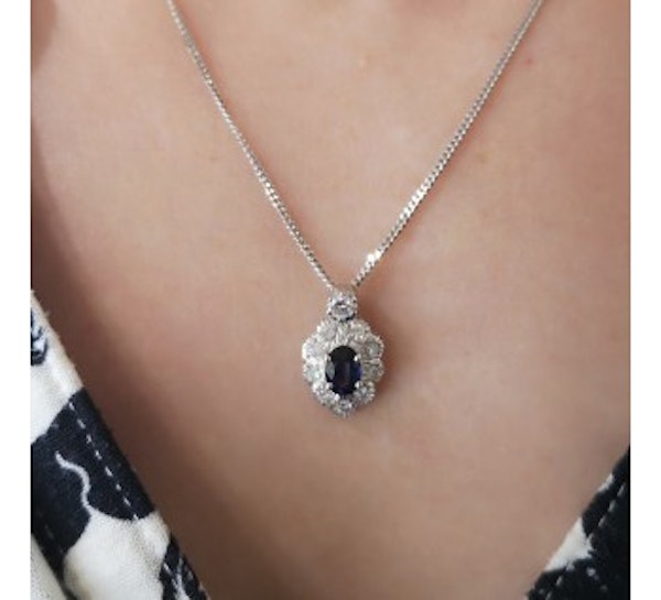 Sapphire And Diamond Cluster Pendant - image 2
