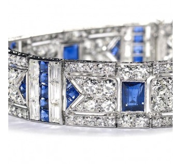 Black Starr & Frost Art Deco Sapphire And Diamond Bracelet - image 2