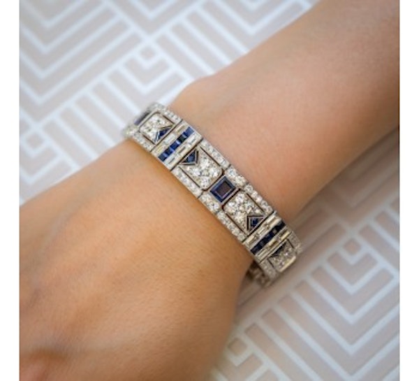 Black Starr & Frost Art Deco Sapphire And Diamond Bracelet - image 3