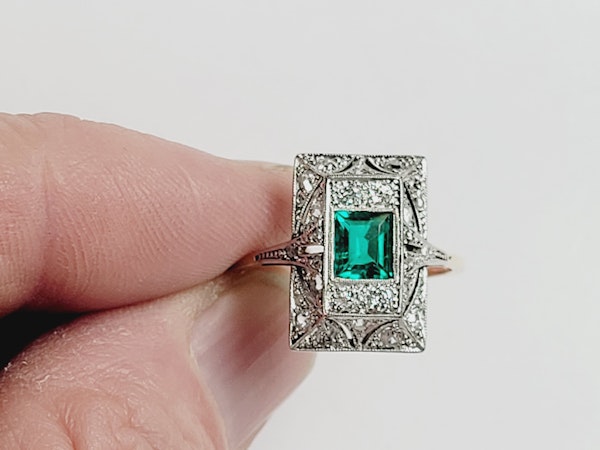 Fine Edwardian emerald and diamond ring sku 5129  DBGEMS - image 6