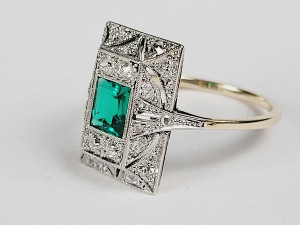 Fine Edwardian emerald and diamond ring sku 5129  DBGEMS - image 2