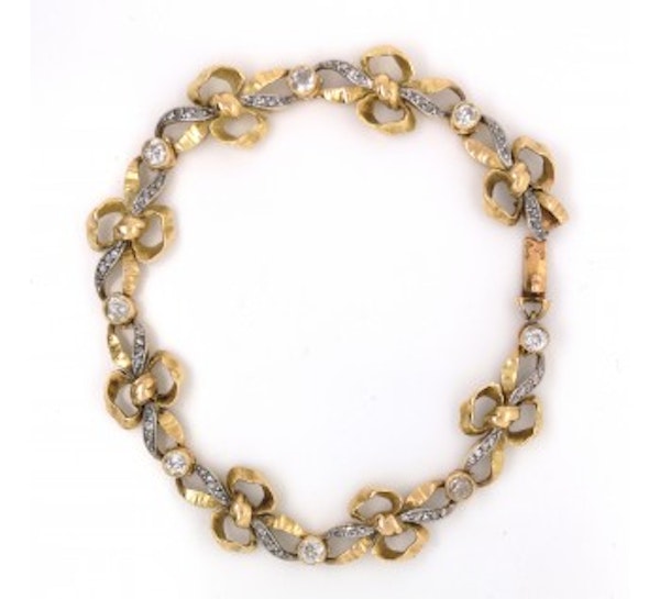 Vintage French Diamond And Gold Bow Bracelet, Circa 1950 - image 3