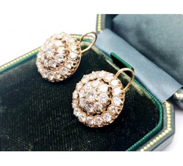 Portuguese Diamond and Gold Cluster Earrings, 4.50ct - image 3