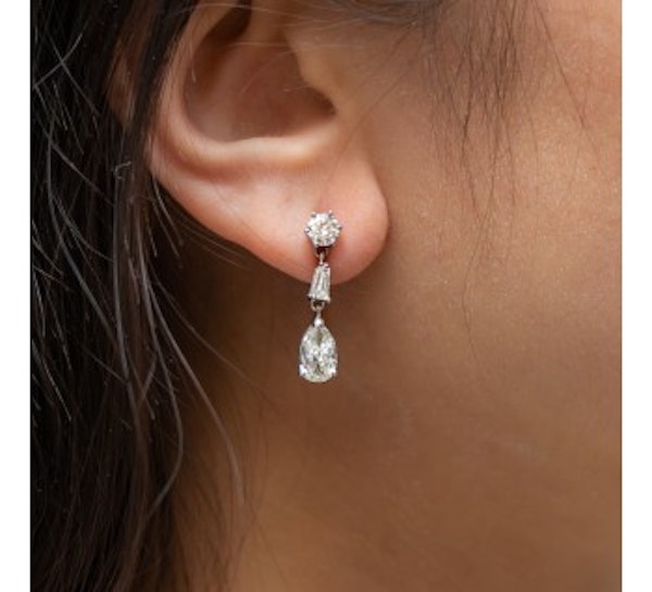 Drop Diamond Earrings, 2.75ct - image 2