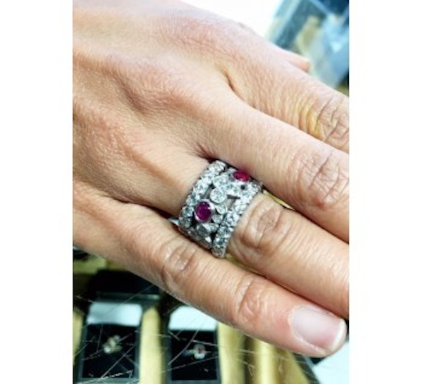 Ruby Diamond And Platinum Eternity Ring, Circa 1950 - image 2