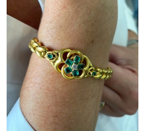 Victorian Emerald, Diamond And Gold Bracelet, Circa 1880 - image 2