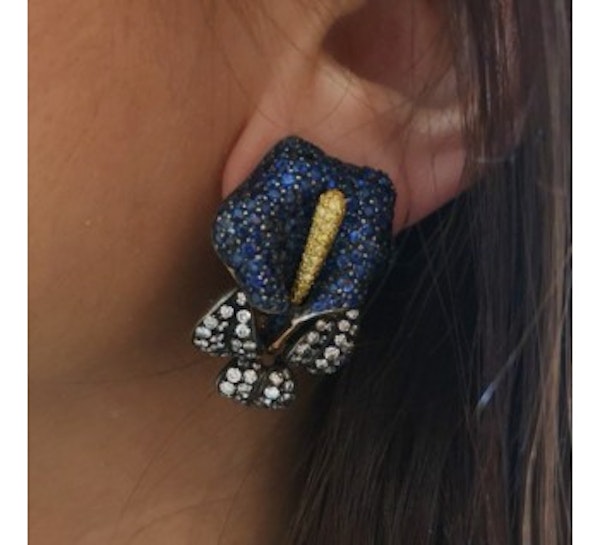 Sapphire And Diamond Calla Lily Earrings - image 3