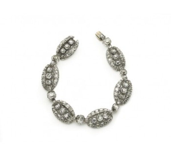 Victorian Diamond and Silver Upon Gold Bracelet, 10.50ct, Circa 1870 - image 1