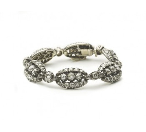 Victorian Diamond and Silver Upon Gold Bracelet, 10.50ct, Circa 1870 - image 2