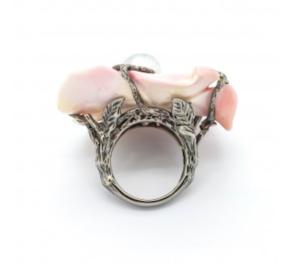Conch Shell Flower And Snake Ring - image 2