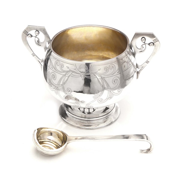Russian silver Art Nouveau punch bowl and kovsh - image 2