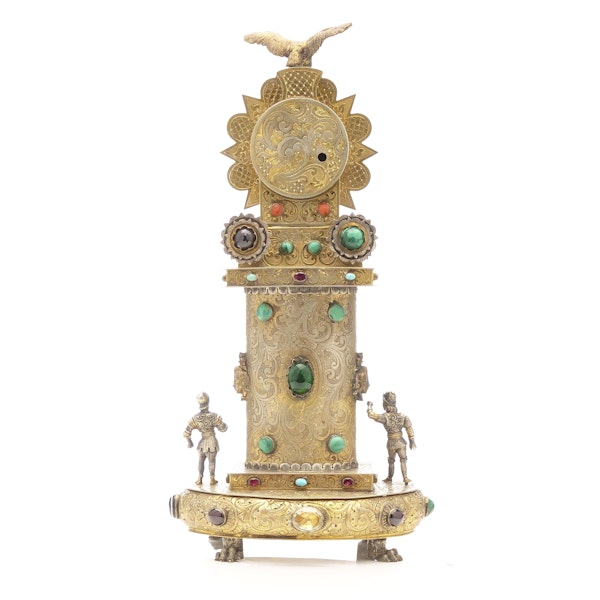 Viennese silver and guilt table clock, Austria c. 1890 - image 4