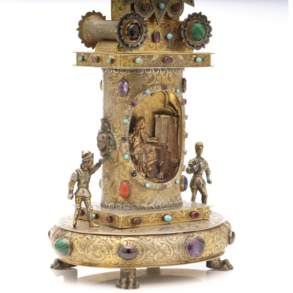 Viennese silver and guilt table clock, Austria c. 1890 - image 6
