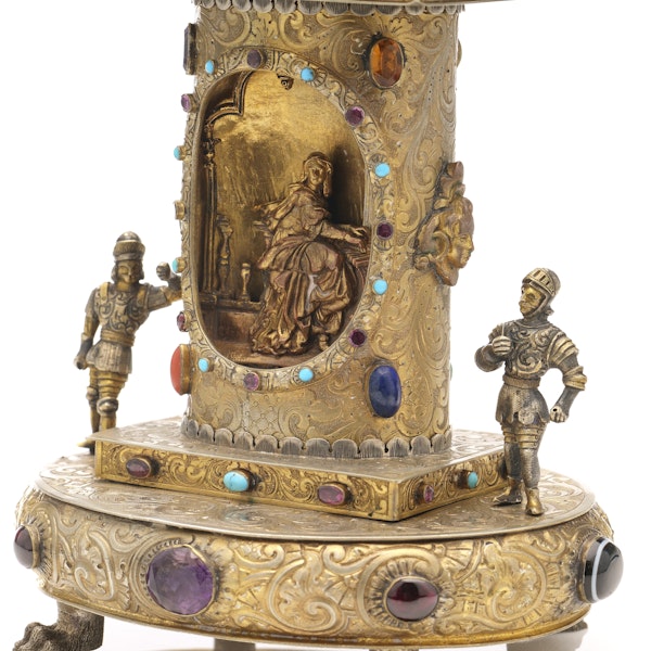 Viennese silver and guilt table clock, Austria c. 1890 - image 7
