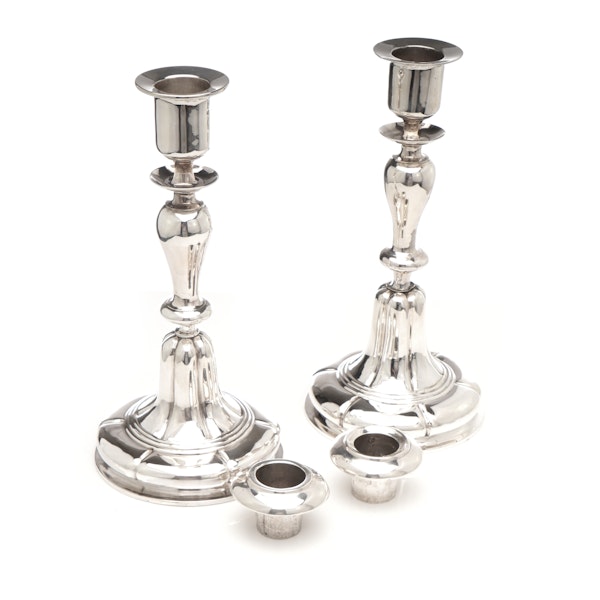 Russian silver pair of candlesticks - image 5