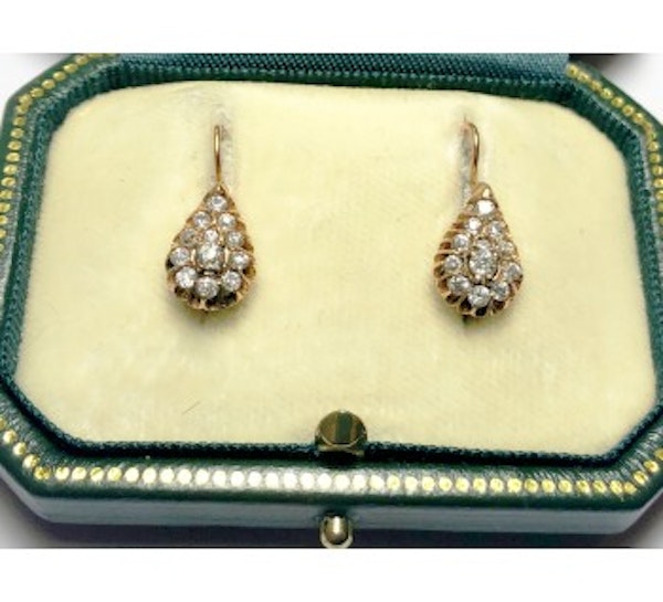 Antique Russian Diamond And Gold Earrings - image 2