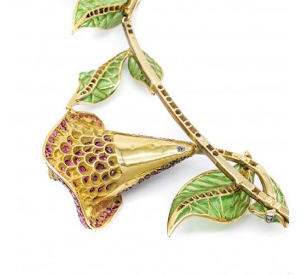 Moira Ruby, Diamond, Silver And Gold Calla Lily Necklace - image 3