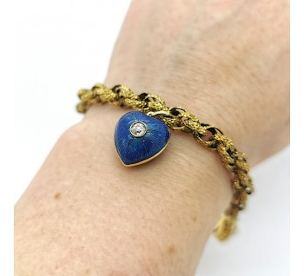 Antique Gold Heart Charm Bracelet - image 3